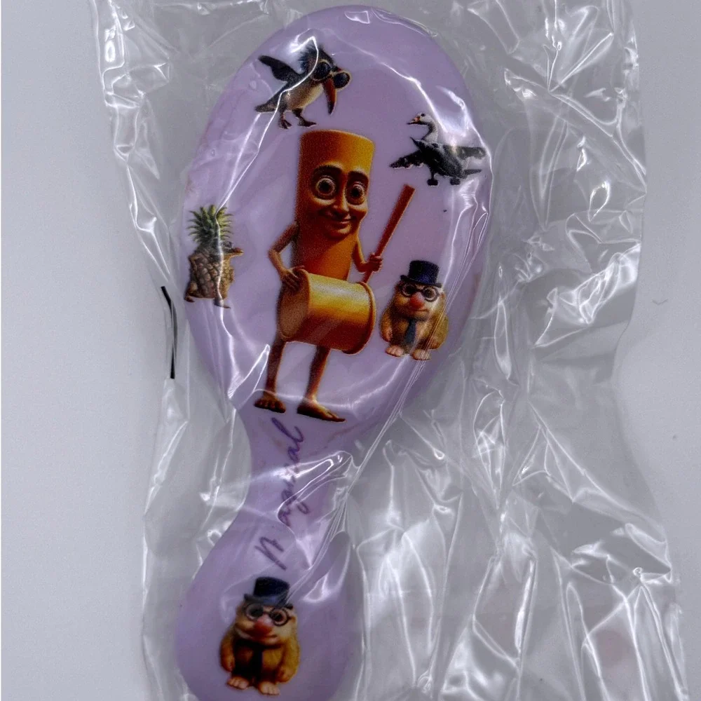 Kids Purple‎ Hair Brush Paddle Detangling Brush With Fun Characters Design